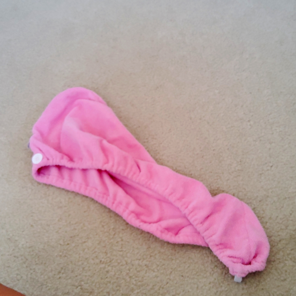 a light pink hair towel